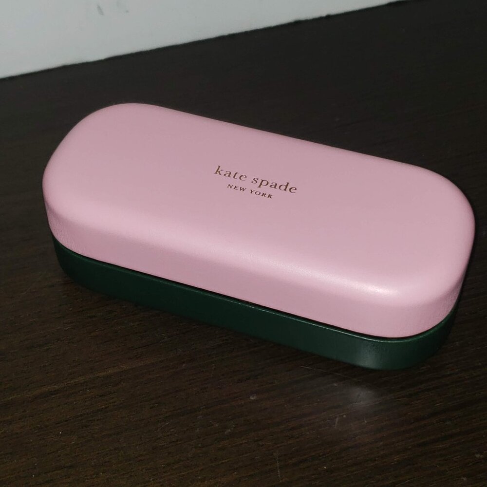 Kate Spade New York Sunglasses Eyeglasses Hard Shell Case Pink & Dark Green